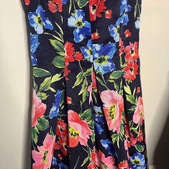 ELIZA J Fit & Flare Cocktail Dress Spaghetti Strap Floral Print Blue Size 6 - Picture 3 of 9